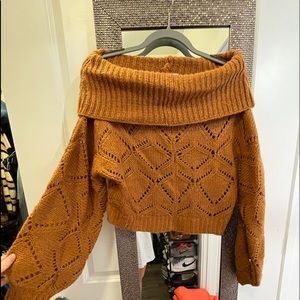 NWT - off the shoulder rust orange sweater